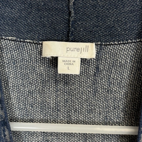 J Jill Pure Jill Cardigan Sweater Womens Large Blue Kimono Style Open Front Knit - Picture 5 of 11